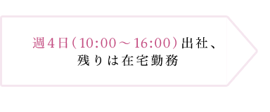 週4日（10:00～16:00）出社、残りは在宅勤務